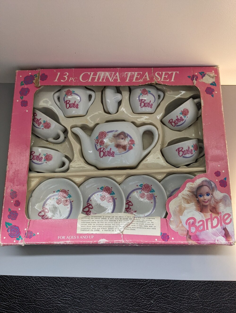 Barbie China Tea Set Thirteen Piece Porcelain Set With Box Vintage Display